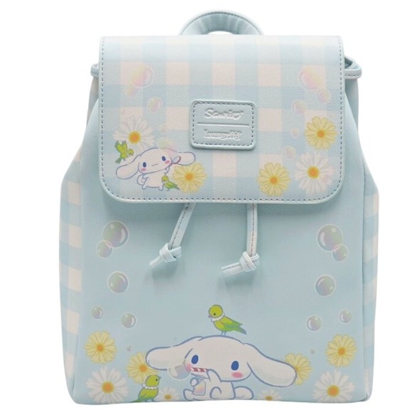 Sanrio Loungefly Handbags - Sanrio Loungefly Cinnamoroll Blue Gingham Daisy Backpack‎ Purse